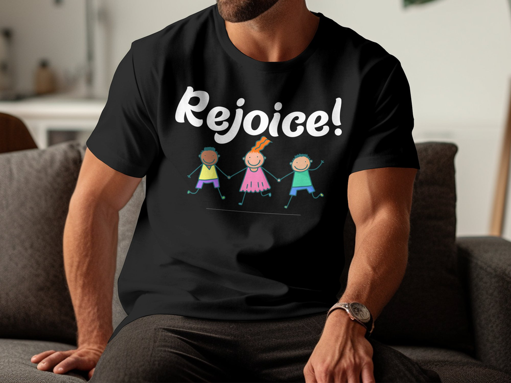 Christian Rejoice People T-shirt -Wear Your Faith with This Stylish Unisex Graphic Christian 100% Cotton Short Sleeve T-Shirt