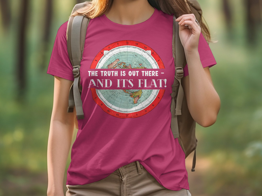 Flat Earth 100% Cotton Unisex T-shirt - The Truth Is Out There and It's Flat