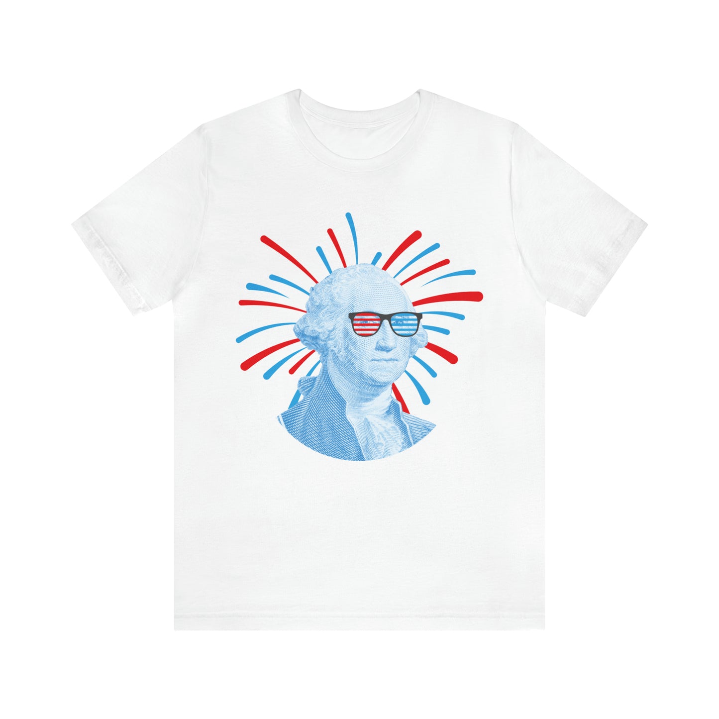 Patriotic American USA George Washington Graphic On Short Sleeve Cotton Unisex T-shirt Fourth of July Father's Day Veterans