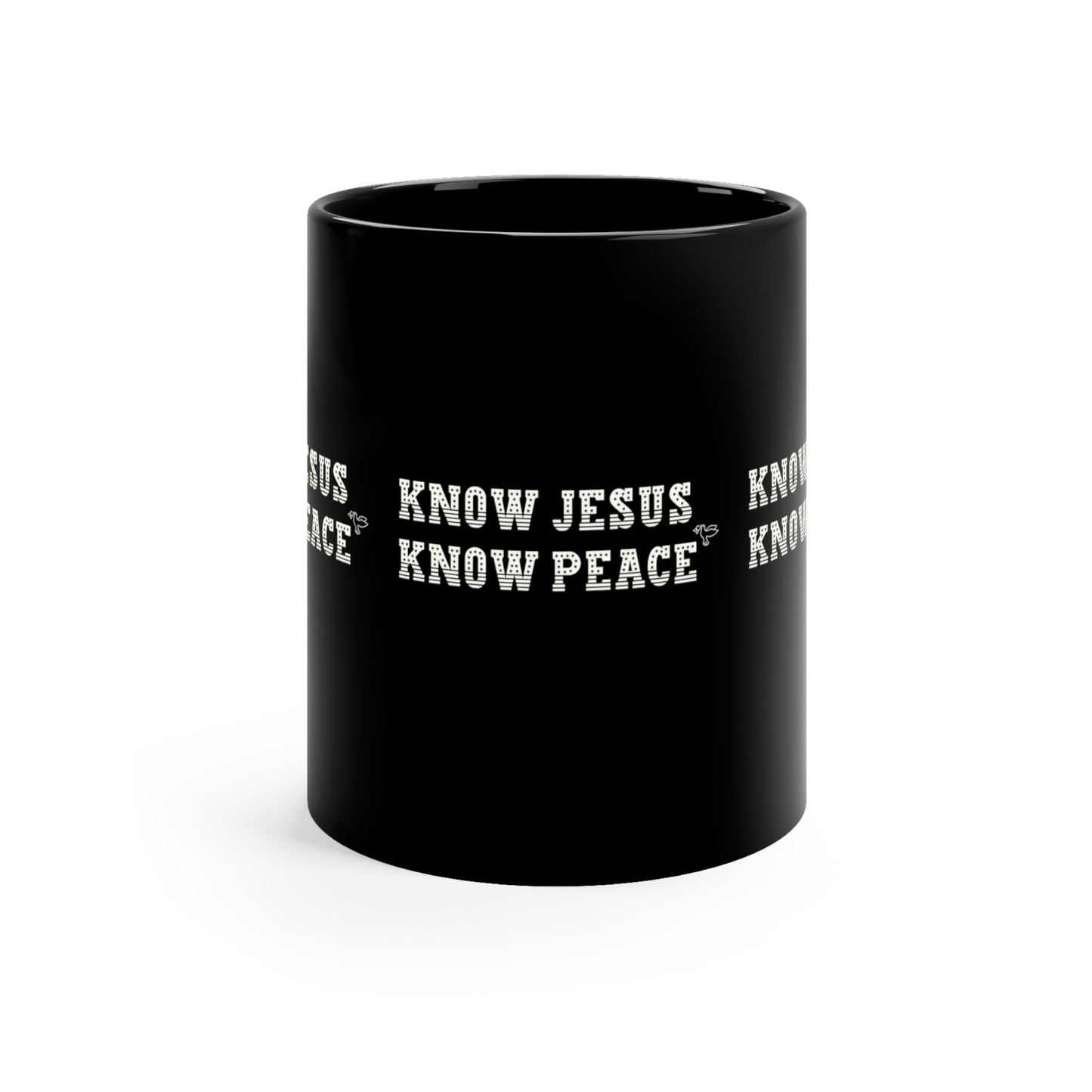Christian Mug Know Jesus Know Peace 11oz Black Mug Church Gift
