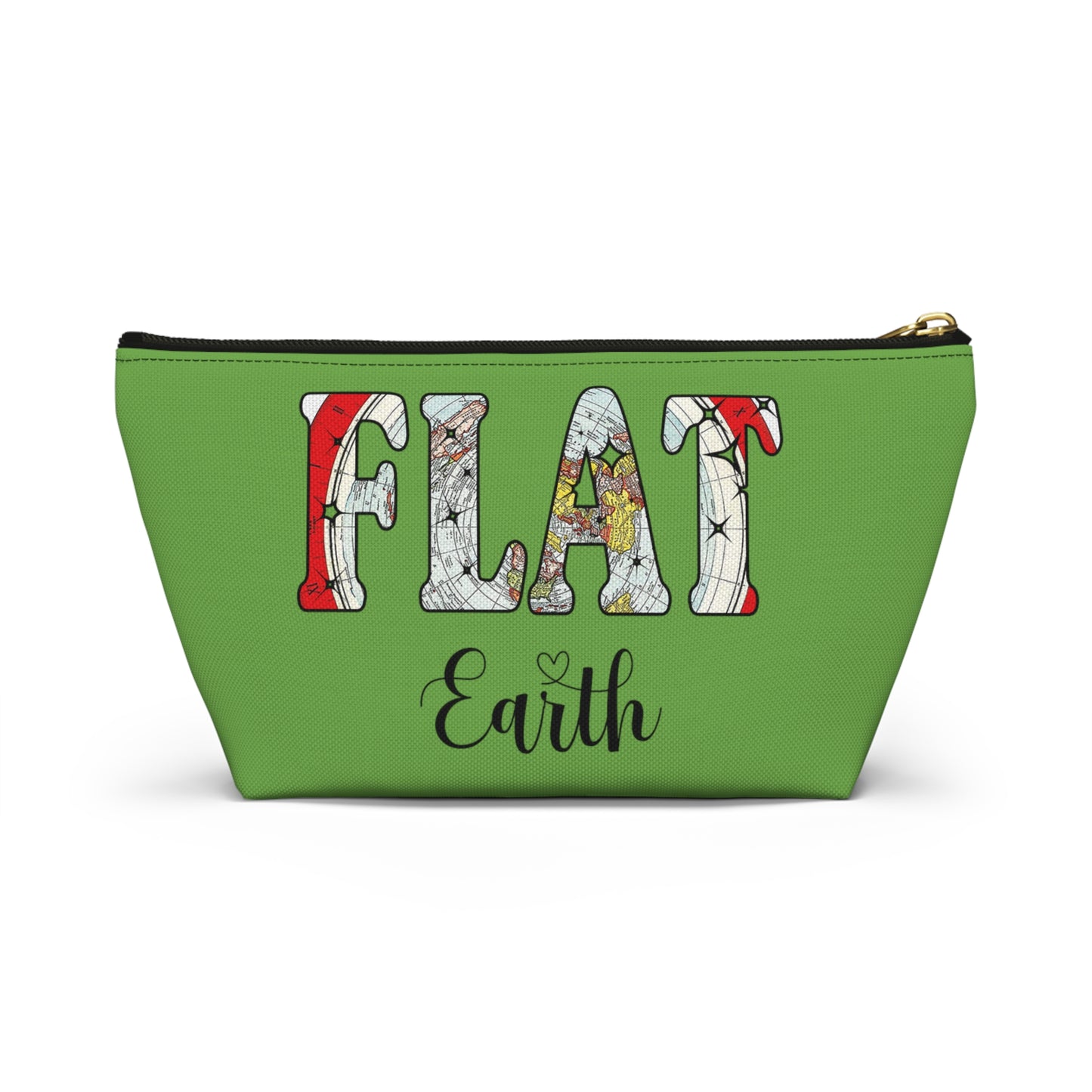 Flat Earth Accessory Pouch With T-bottom, Zipper Top Zipper Bag For Flat Earthers