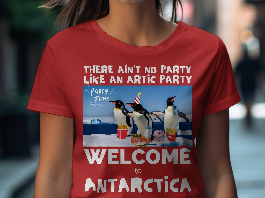 Antarctica T-Shirt Collection Shirt Featuring a Penguin Party