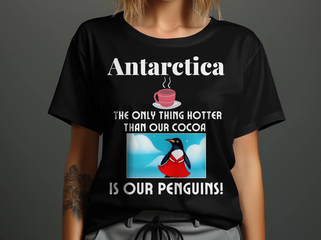 Antarctica T-Shirt Collection Shirt - This T-shirt Featuring A Penguin in Red Dress