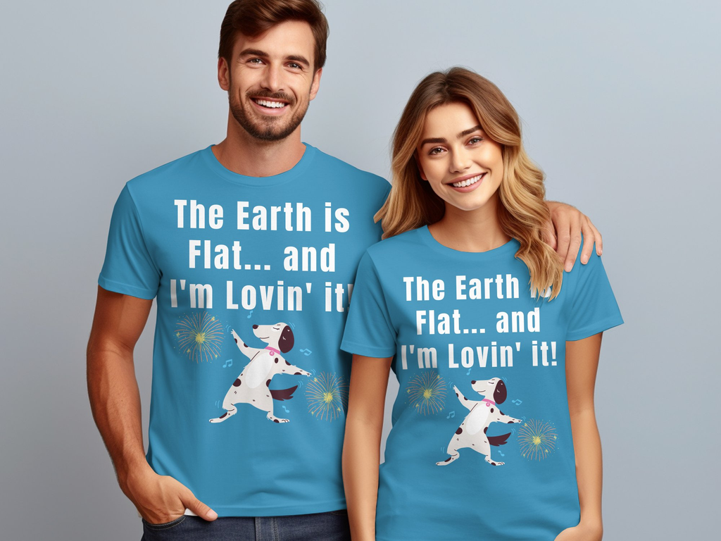 Flat Earth 100% Cotton Unisex T-shirt - The Earth Is Flat and I'm Lovin' It