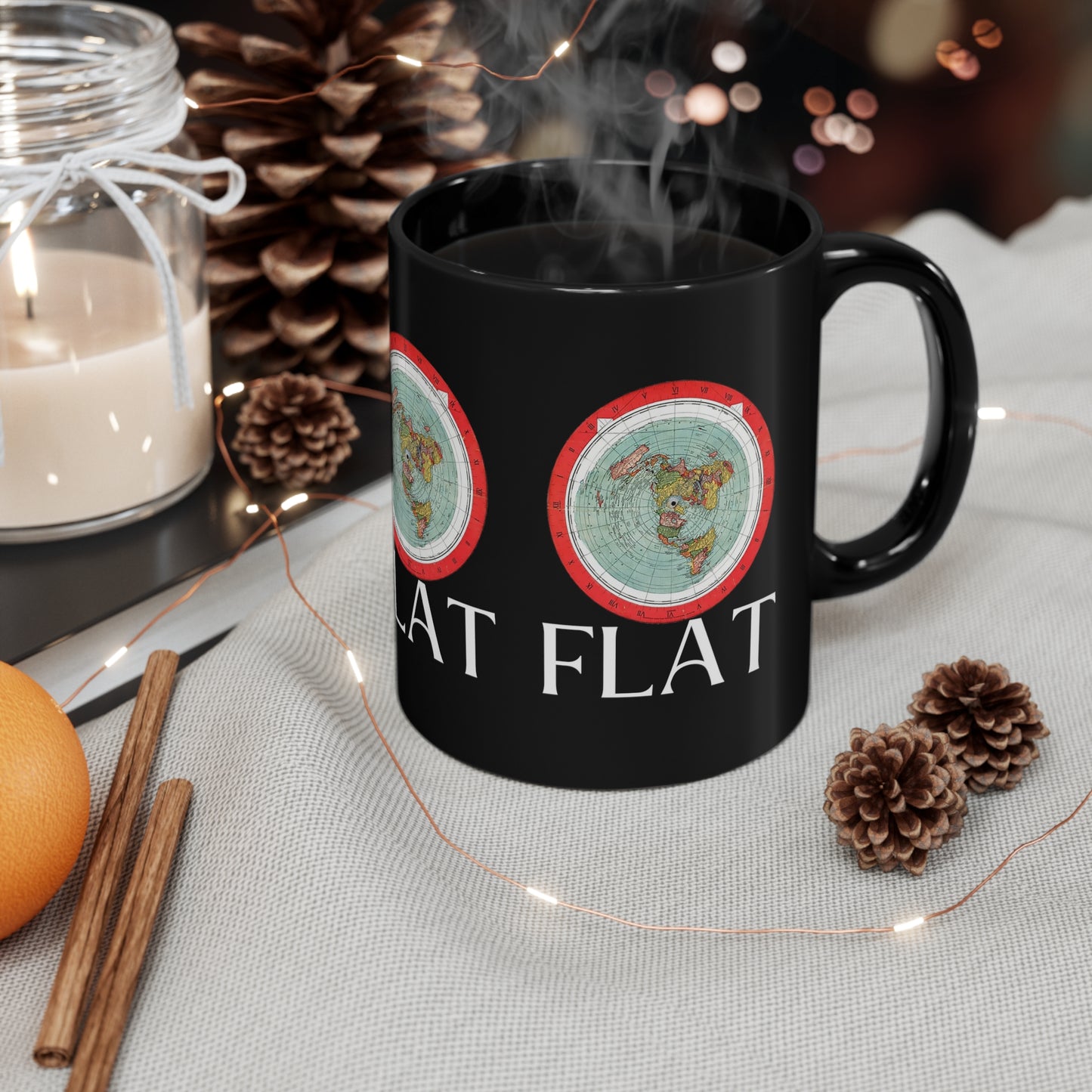 Flat Earth Mug Gleason' Flat Earth Map Feature On A Black Glossy 11oz Black Mug Flat Eather's Gift