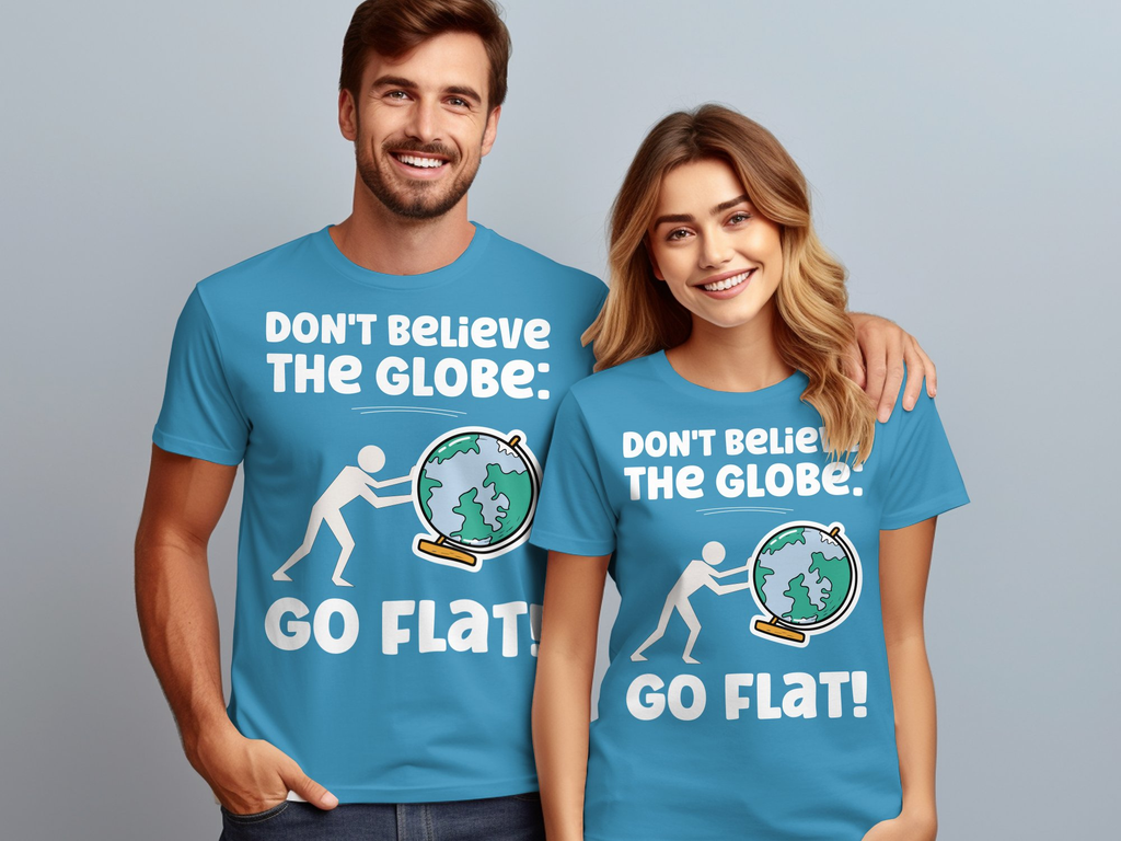 Flat Earth 100% Cotton Unisex T-shirt - Don't Believe the Globe: Go Flat