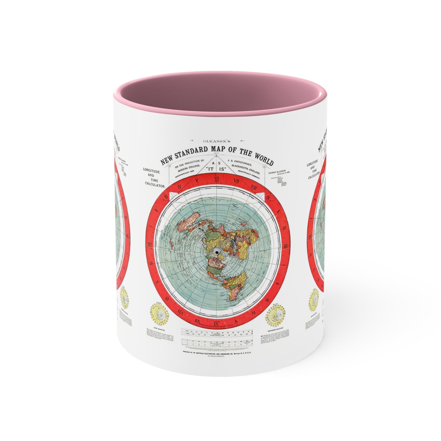 Gleason's Flat Earth Map Mug Accent Coffee Mug, 11oz