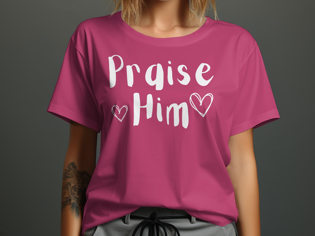 Christian Praise Him T-shirt -Wear Your Faith with This Stylish Unisex Graphic Christian 100% Cotton Short Sleeve T-Shirt