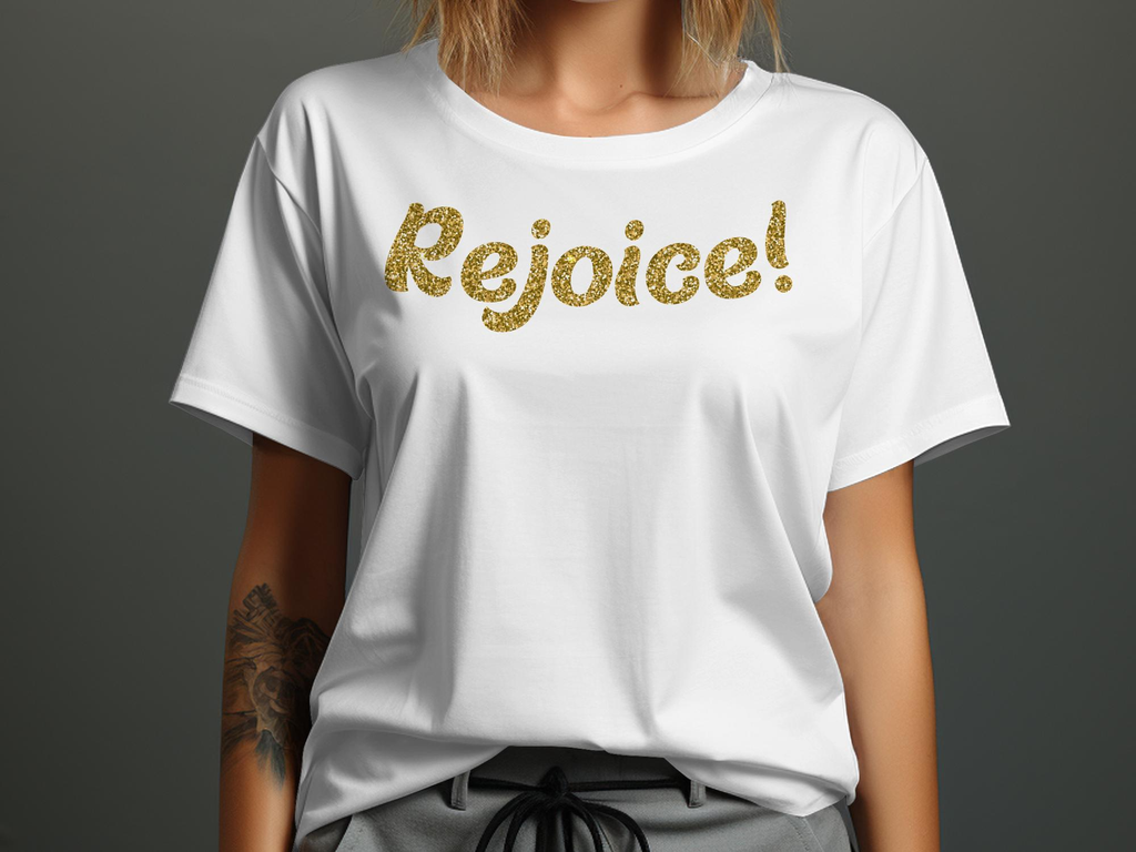 Christian Rejoice T-shirt -Wear Your Faith with This Stylish Unisex Graphic Christian 100% Cotton Short Sleeve T-Shirt