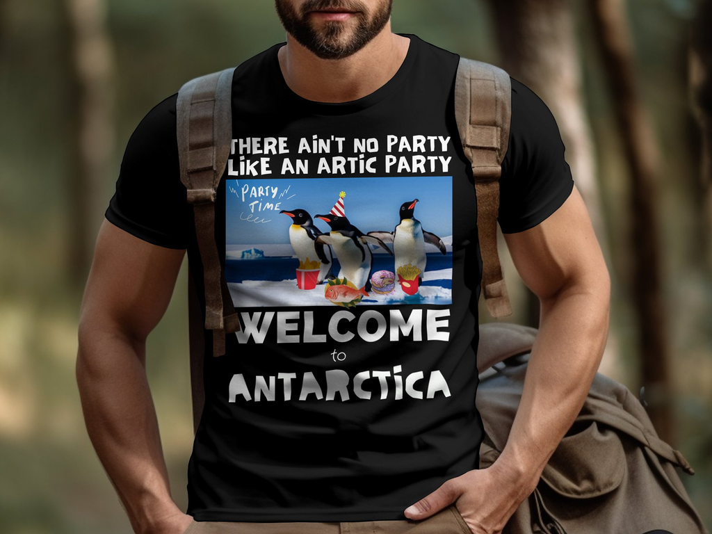Antarctica T-Shirt Collection Shirt Featuring a Penguin Party
