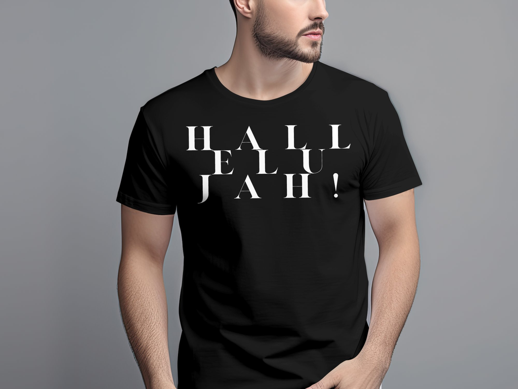 Christian Hallelujah T-shirt -Wear Your Faith with This Stylish Unisex Graphic Christian 100% Cotton Short Sleeve T-Shirt