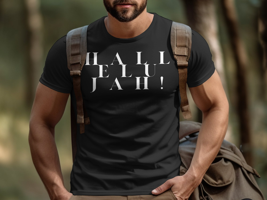 Christian Hallelujah T-shirt -Wear Your Faith with This Stylish Unisex Graphic Christian 100% Cotton Short Sleeve T-Shirt