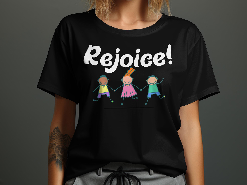Christian Rejoice People T-shirt -Wear Your Faith with This Stylish Unisex Graphic Christian 100% Cotton Short Sleeve T-Shirt