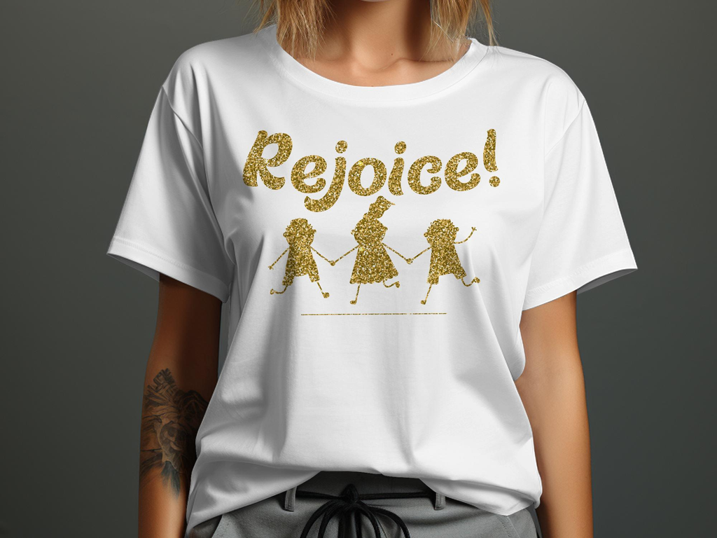 Christian Gold Rejoice People T-shirt -Wear Your Faith with This Stylish Unisex Graphic Christian 100% Cotton Short Sleeve T-Shirt